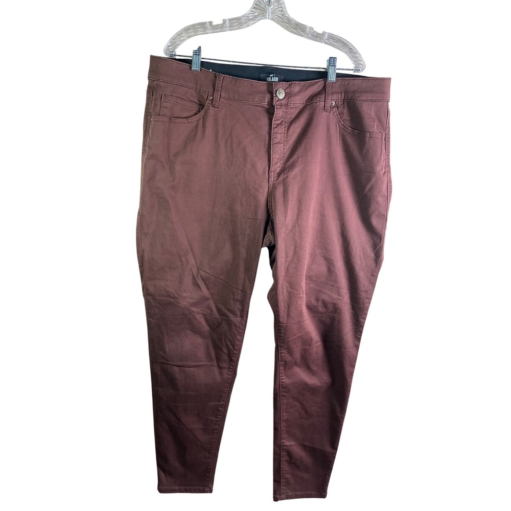 LuLaRoe Denim Skinny Pants Mens 40 Burgundy Maroon 5 Pocket‎ Elastic Waistband